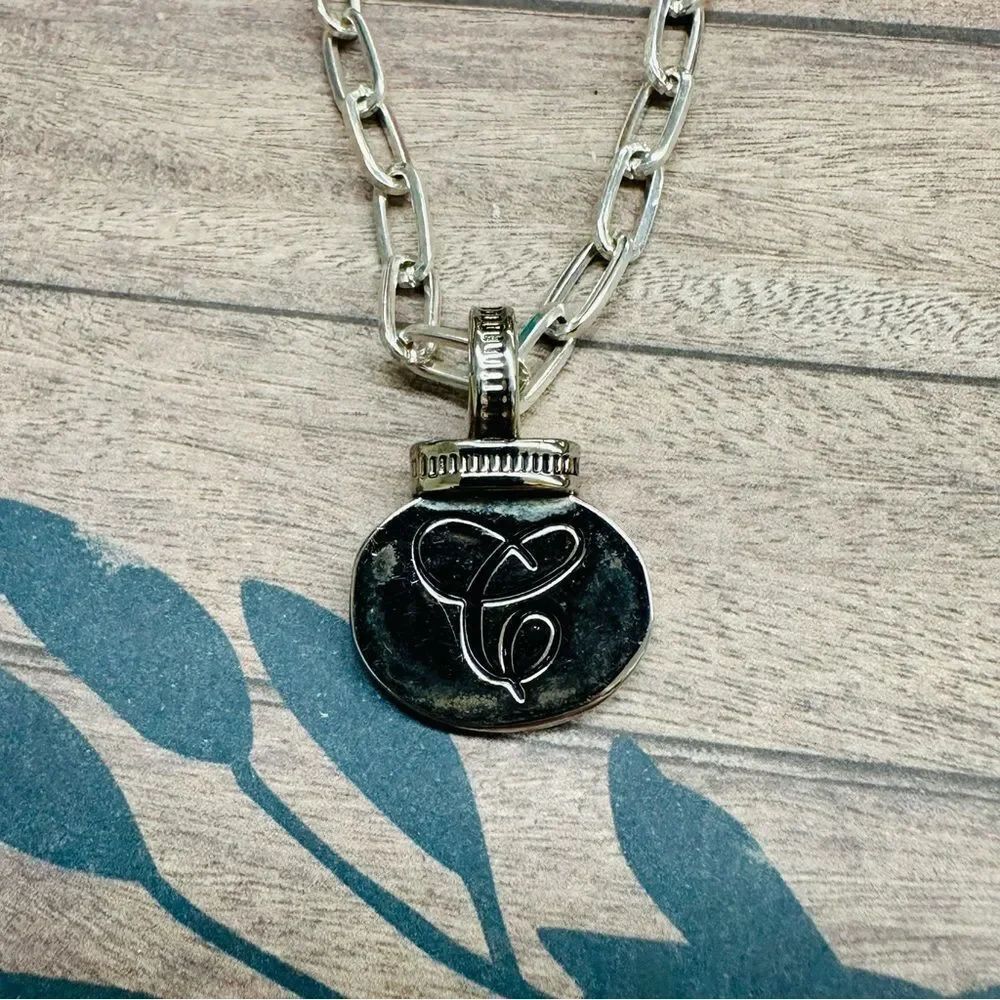 Silver Oval Link Initial C Necklace Flaw 26 In B3